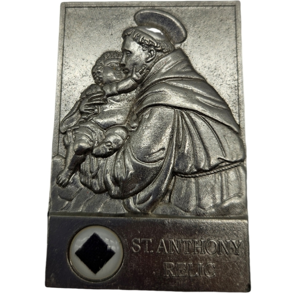 📖St. Anthony Silver-Tone Relic Plaque Prayer Card